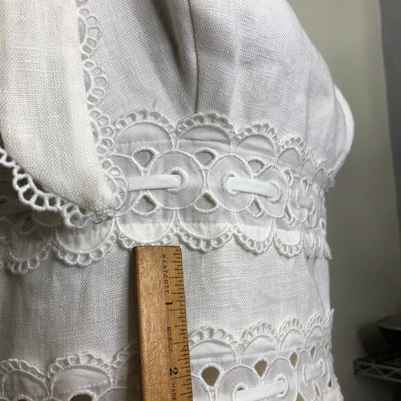 Zimmermann Dress Kirra Tie Shoulder Mini White Ivory Flare Linen Lace '2' US 8 - Picture 12 of 15